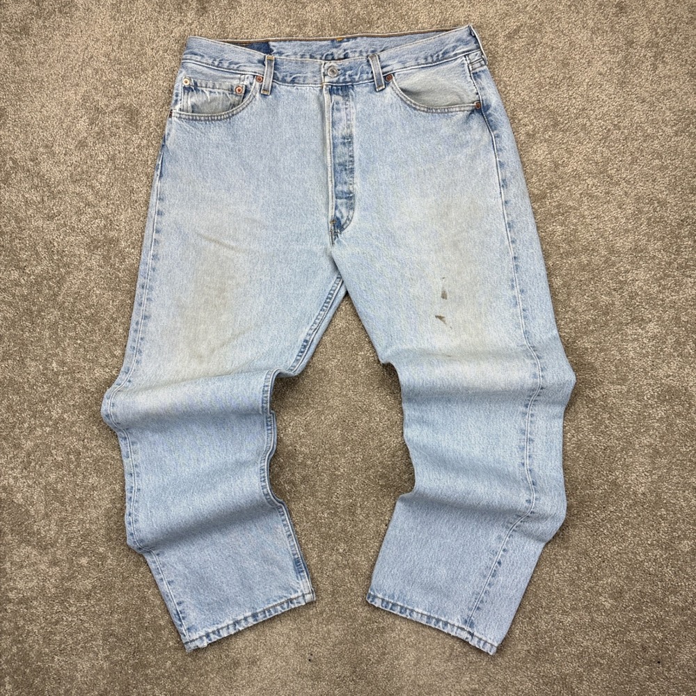Vintage 90s Levis 501xx Light Wash Button Fly Jeans 36x30 (Fits 34x29)